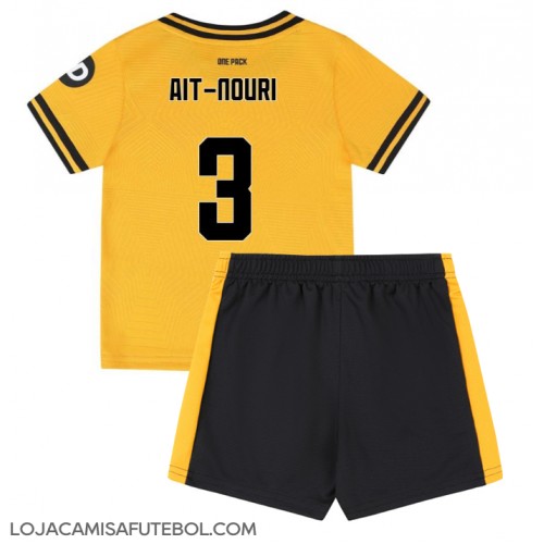 Camisa de Futebol Wolves Rayan Ait-Nouri #3 Equipamento Principal Infantil 2024-25 Manga Curta (+ Calças curtas)